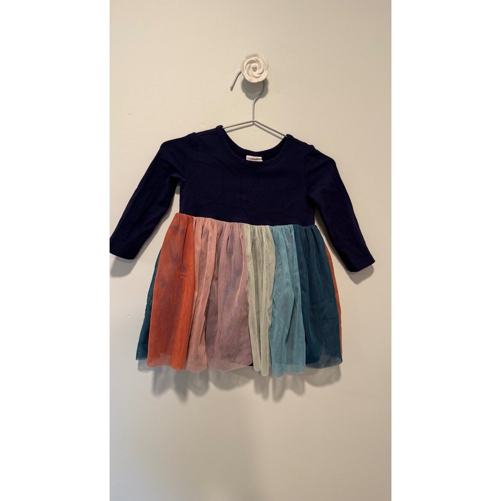 Hanna Andersson Girls Navy Blue Rainbow Tulle Tutu Dress 12-18 Months 75cm FWH25